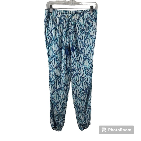 Lilly Pulitzer Sparkling Blue Hook Up Pull On Piper Jogger Pants - Picture 1 of 7